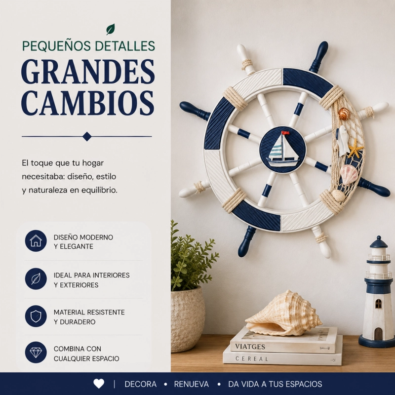 TIMON BARCO DECORATIVO MADERA PARED DECORACION - 5