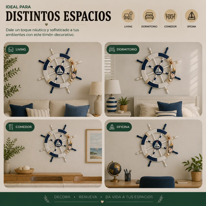 TIMON BARCO DECORATIVO MADERA PARED DECORACION - 6