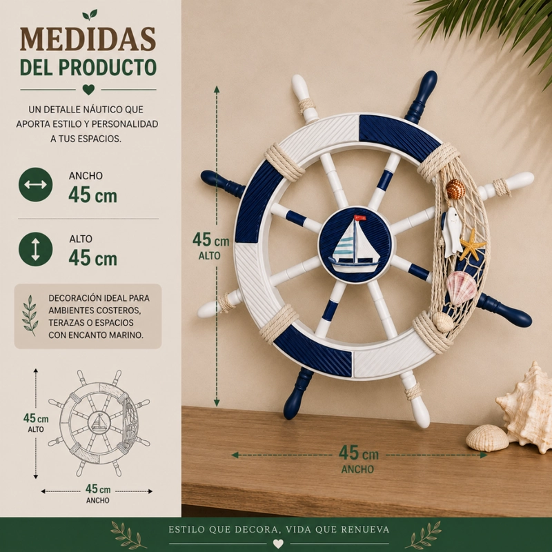 TIMON BARCO DECORATIVO MADERA PARED DECORACION - 7
