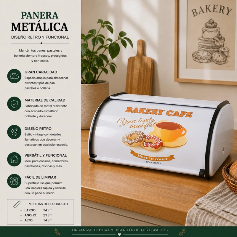 PANERA METALICA VINTAGE RETRO BLANCA ABATIBLE MEDIANA - 4