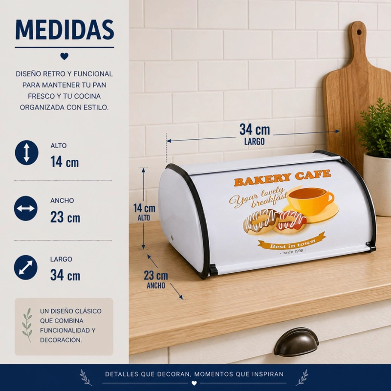 PANERA METALICA VINTAGE RETRO BLANCA ABATIBLE MEDIANA - 7