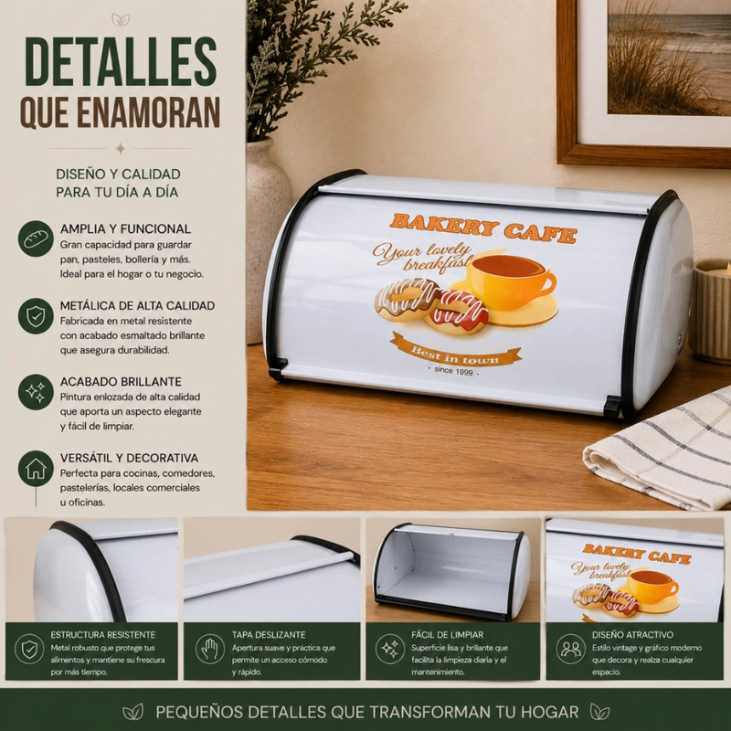PANERA METALICA VINTAGE RETRO BLANCA ABATIBLE MEDIANA - 8