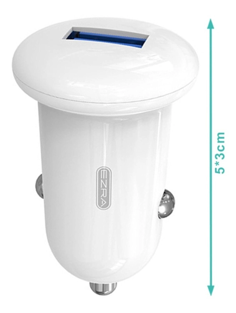 CARGADOR DE TELE FONO BLANCO PARA AUTO USB 3.0 ENTRADA SIMPLE - 2