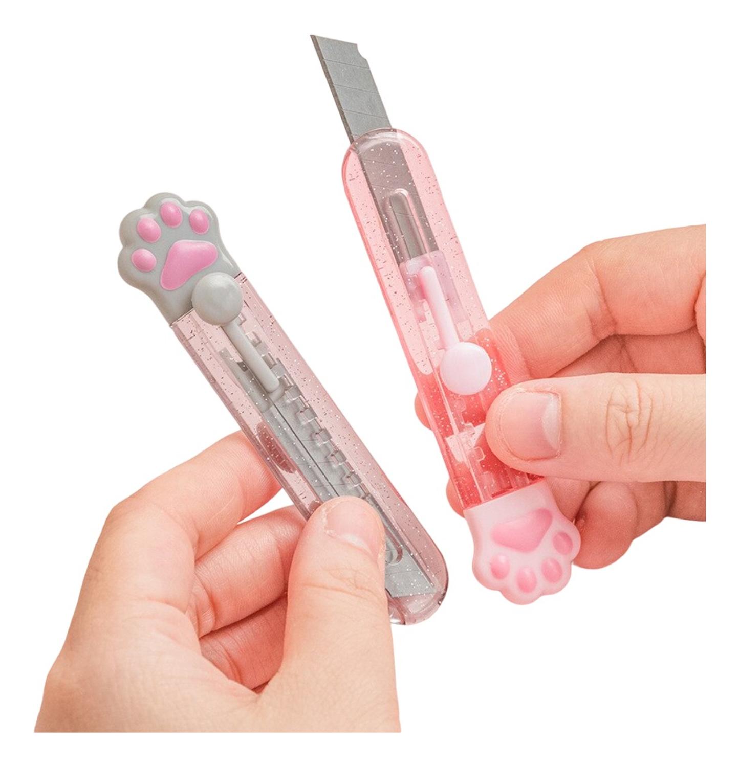CORTA CARTON CUTTER GATITO KAWAII CUTE PATITA DE GATITO ROSA ROSADO - 2