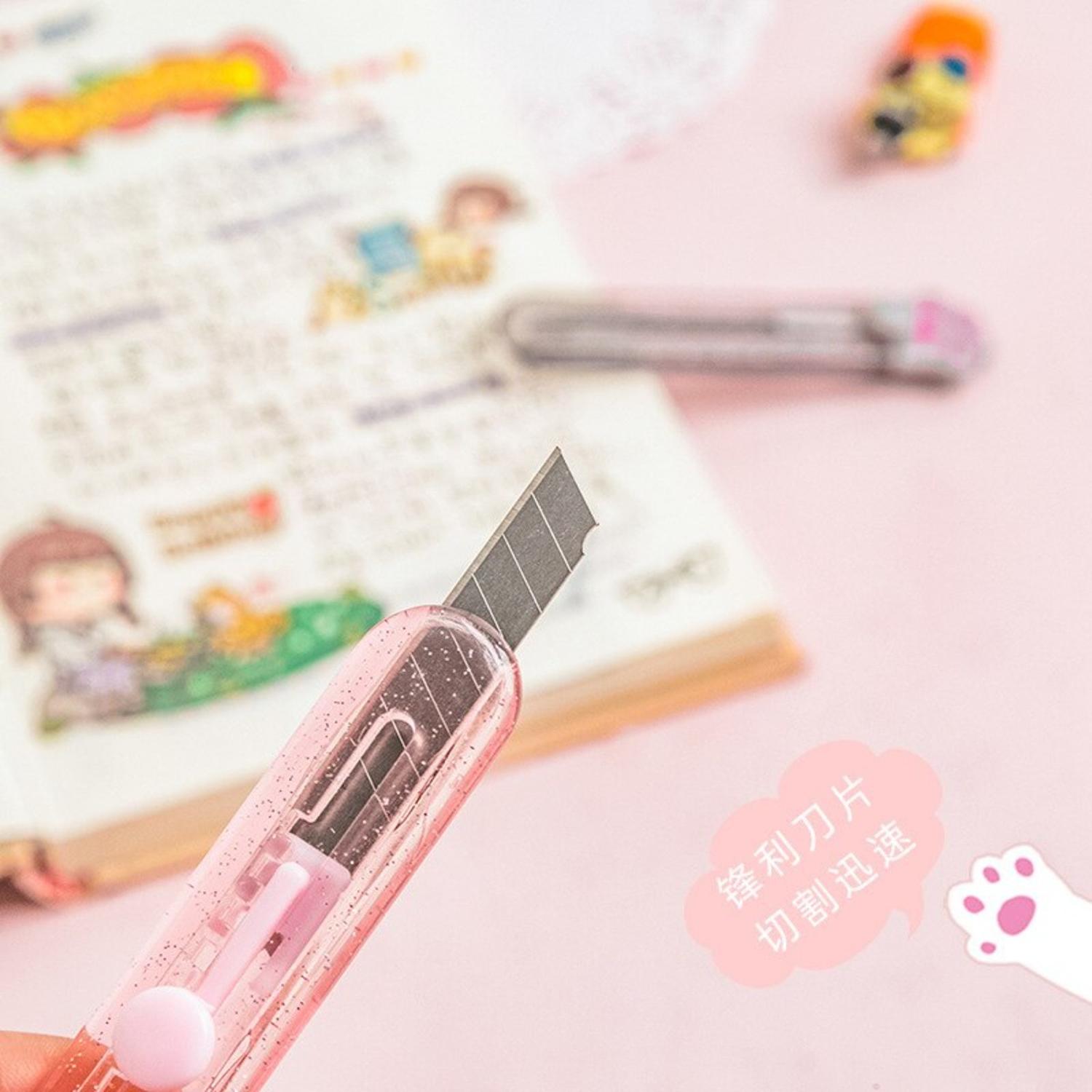 CORTA CARTON CUTTER GATITO KAWAII CUTE PATITA DE GATITO ROSA ROSADO - 4