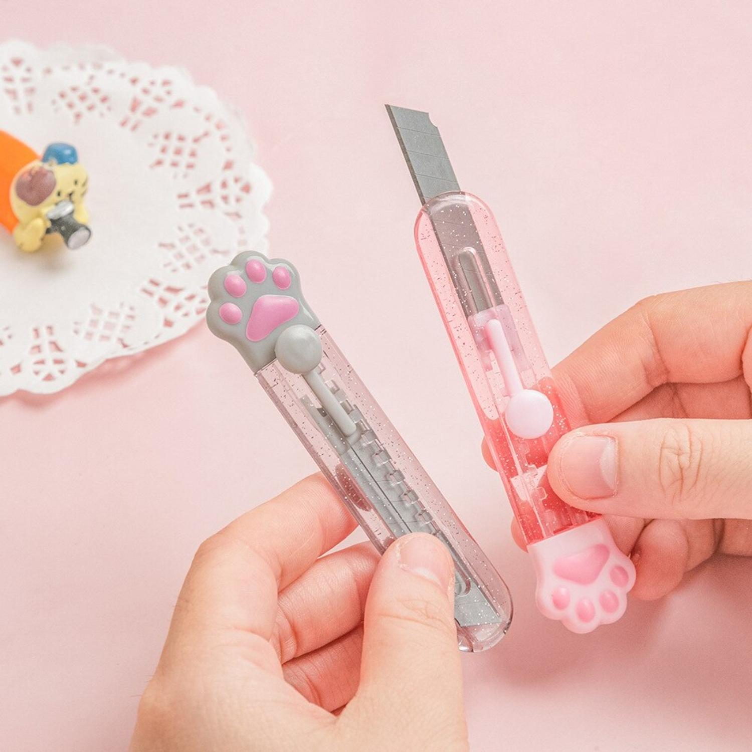 CORTA CARTON CUTTER GATITO KAWAII CUTE PATITA DE GATITO ROSA ROSADO - 5