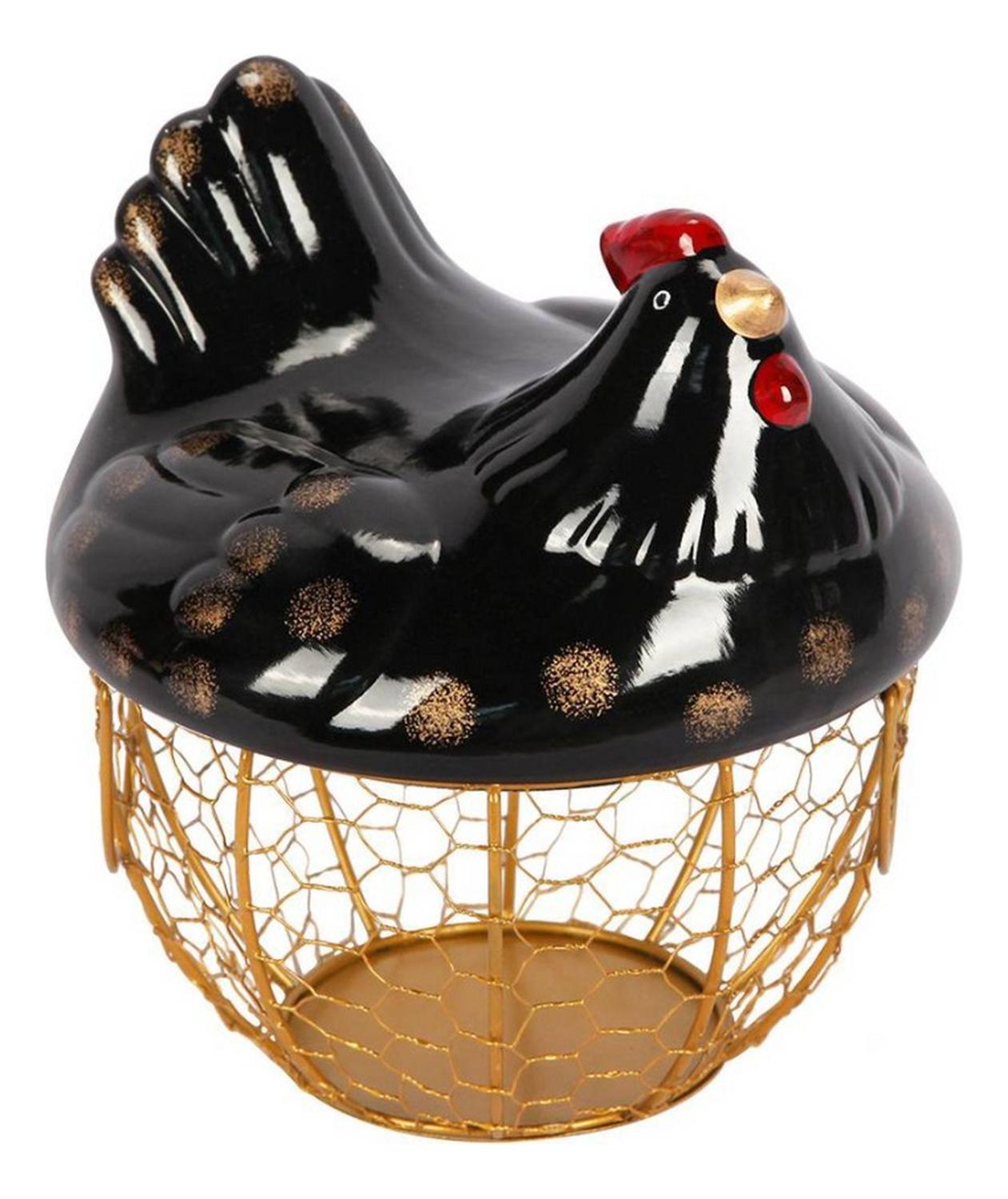 GALLINA DECORATIVA PORTA HUEVOS CESTA DE HUEVOS - 1