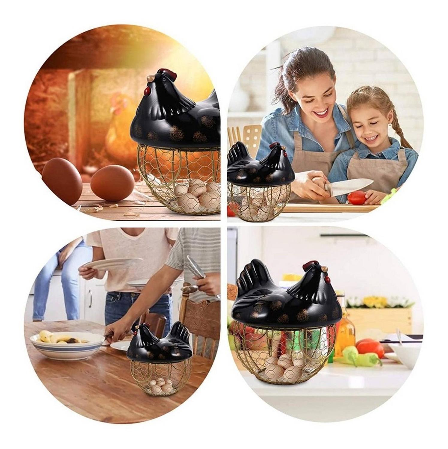 GALLINA DECORATIVA PORTA HUEVOS CESTA DE HUEVOS - 2