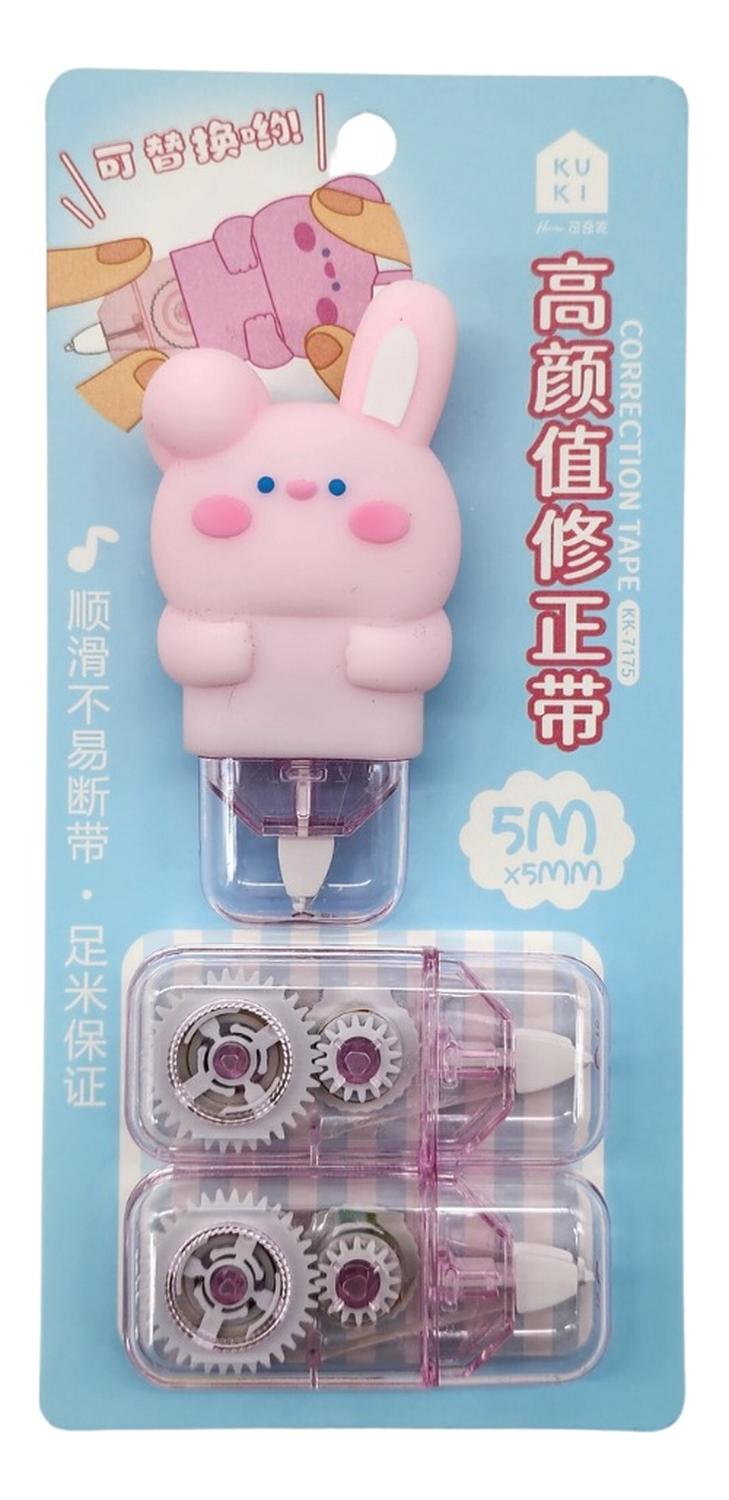 CORRECTOR EN CINTA FLIP DISEÑOS VARIADOS KAWAII CON 2 REPUESTOS TAMAÑO TAMANO UNICO CONEJITO - 1