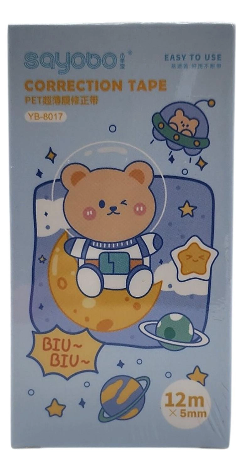 CORRECTOR CINTA DISEÑO KAWAII CUTE VARIOS COLORES 12 METROS CELESTE - 2