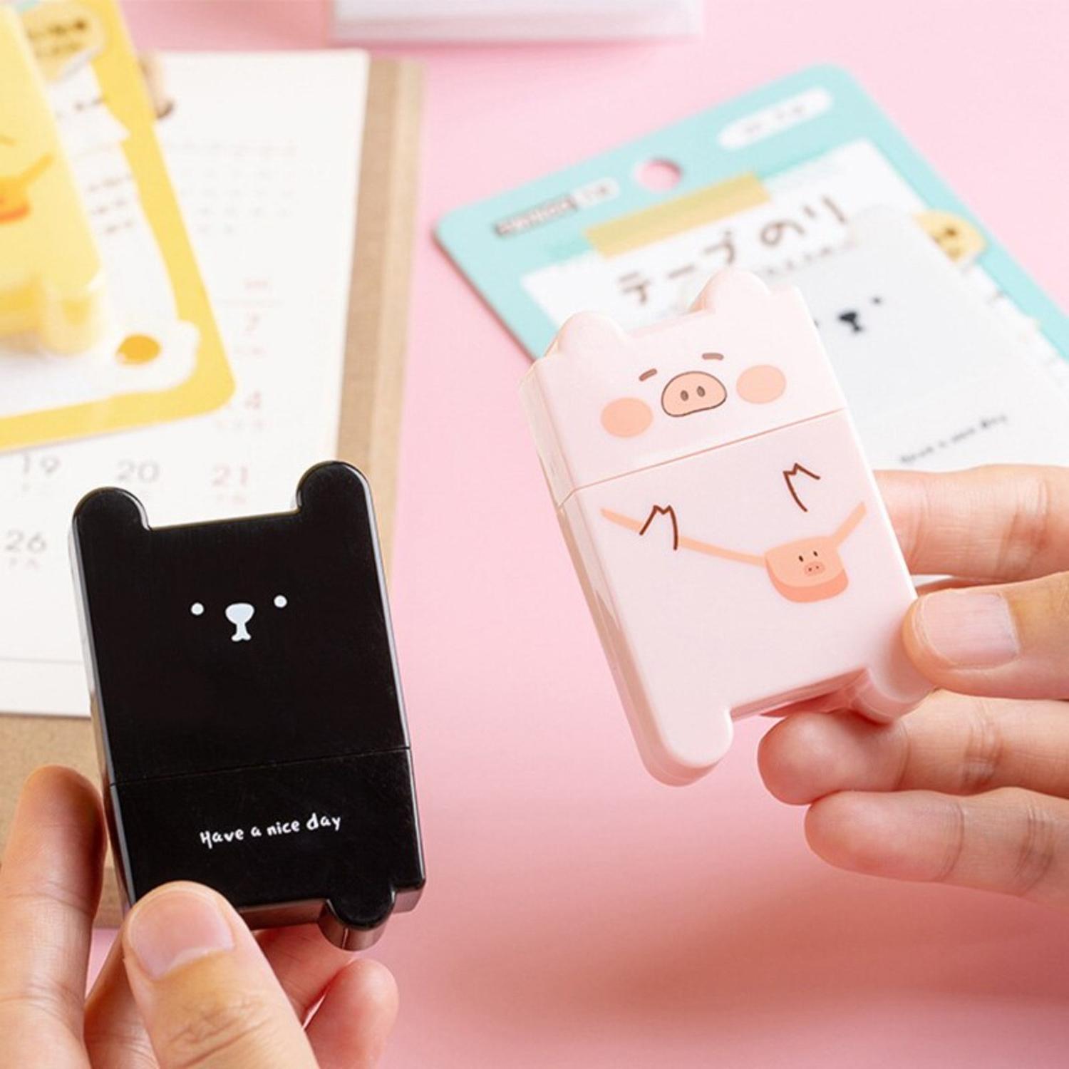 PEGAMENTO EN CINTA ESTILO CORRECTOR DISEÑO KAWAII CUTE OSITO POLAR - 4