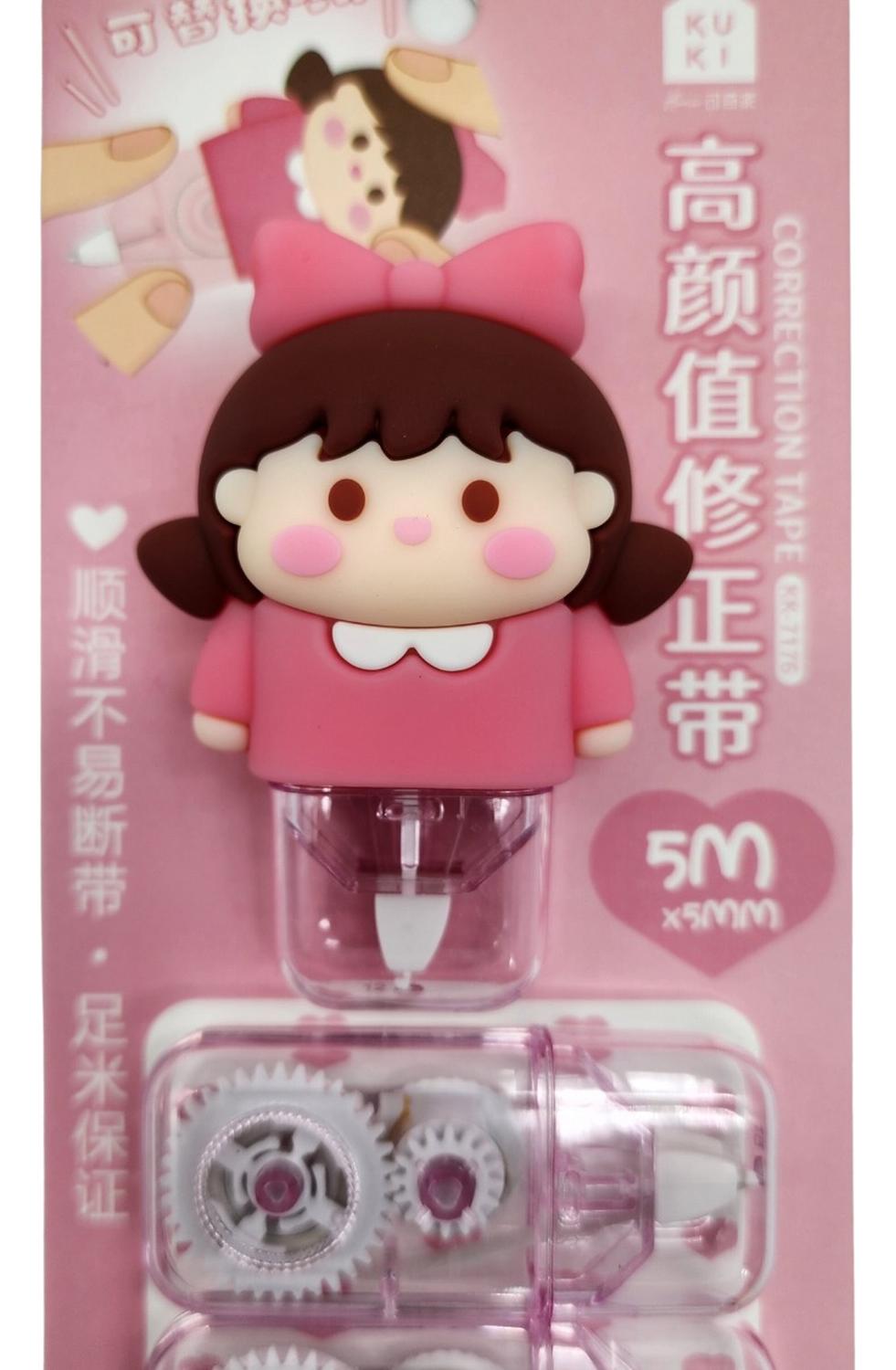 CORRECTOR EN CINTA FLIP DISEÑOS VARIADOS KAWAII CON 2 REPUESTOS TAMAÑO TAMANO UNICO NIÑA - 1