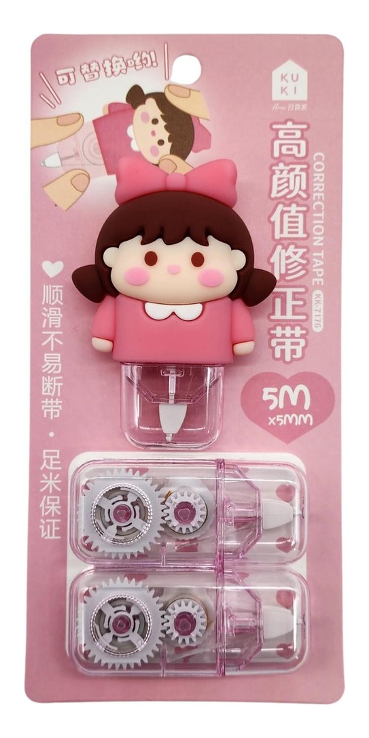 CORRECTOR EN CINTA FLIP DISEÑOS VARIADOS KAWAII CON 2 REPUESTOS TAMAÑO TAMANO UNICO NIÑA - 2