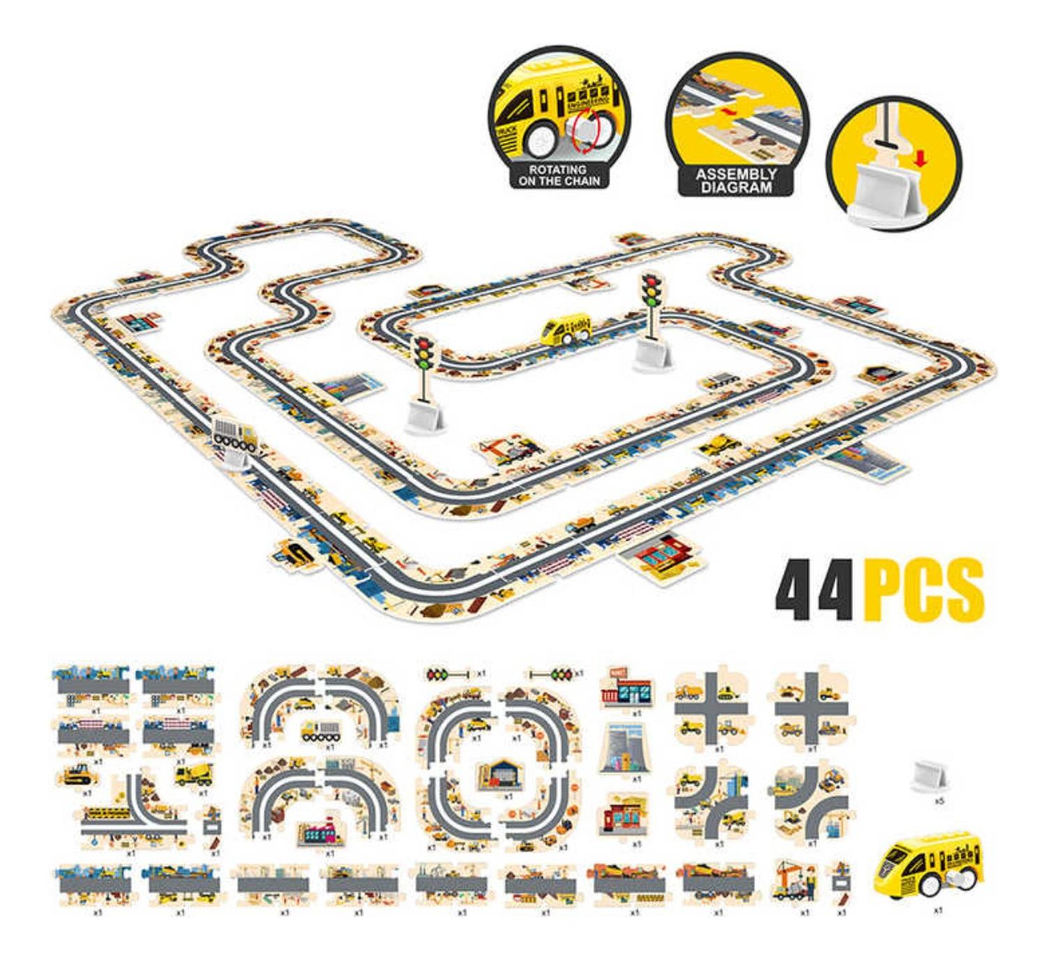 JUGUETE 44 PIEZAS PISTA AUTOS PUZZLE INFINITAS FORMAS - 7