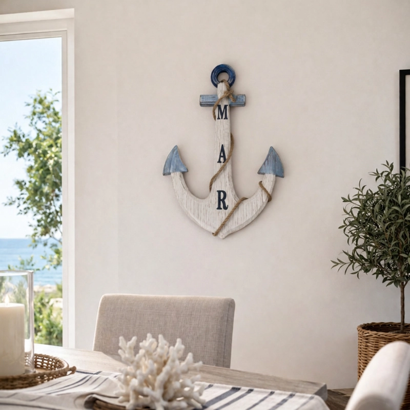 ANCLA DECORATIVO OSCURO PARED DECORACION MADERA GRIS - 3