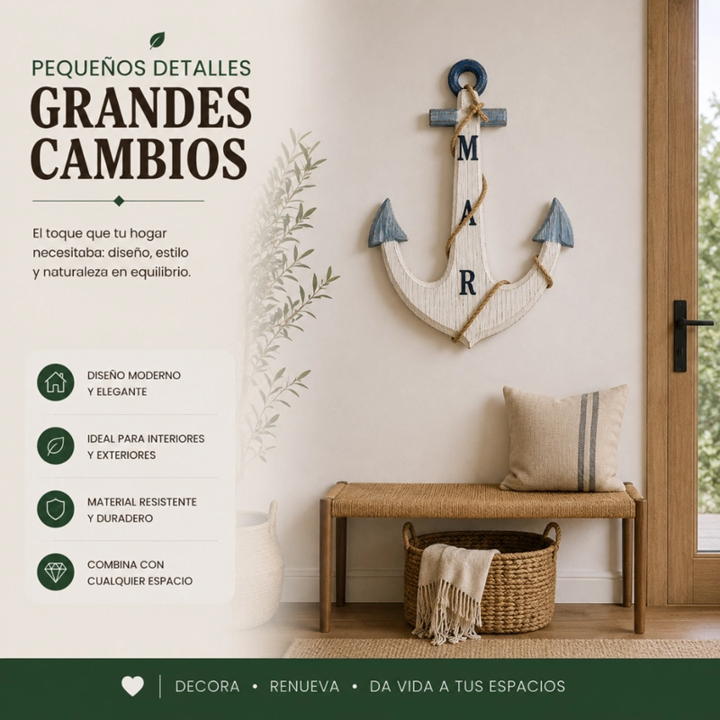 ANCLA DECORATIVO OSCURO PARED DECORACION MADERA GRIS - 5