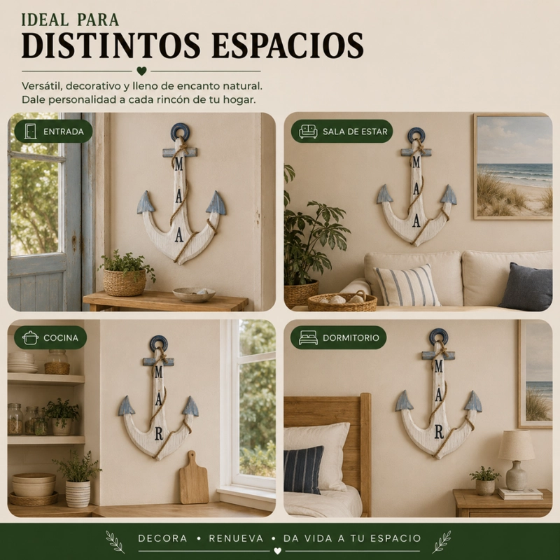 ANCLA DECORATIVO OSCURO PARED DECORACION MADERA GRIS - 6