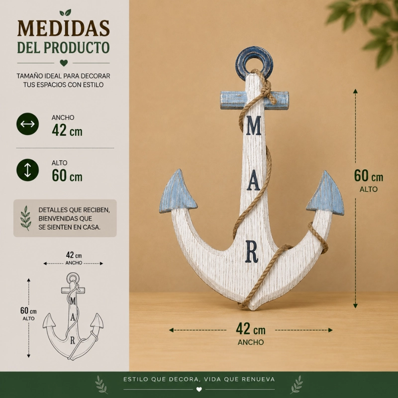 ANCLA DECORATIVO OSCURO PARED DECORACION MADERA GRIS - 7