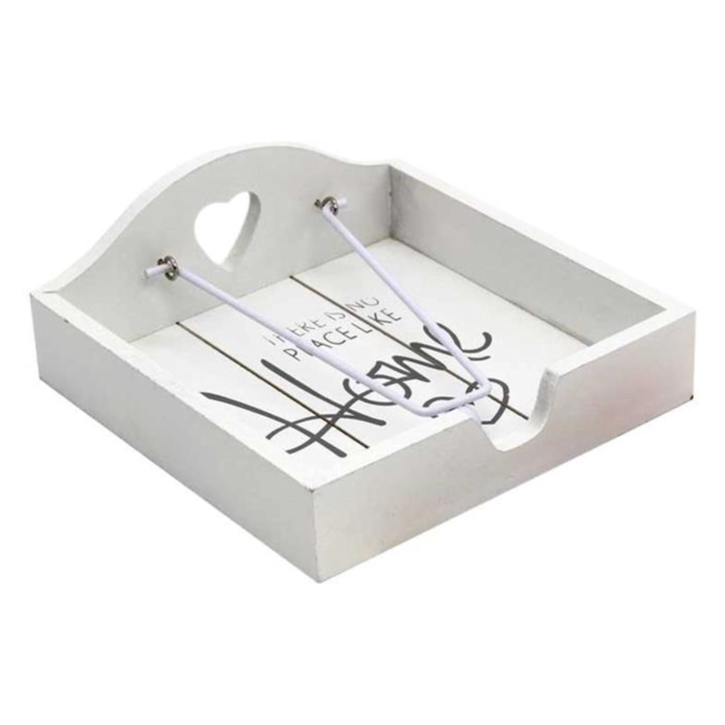 PORTA SERVILLETAS FLIP DE MADERA ESTILO VINTAGE BUENA CALIDAD BLANCO - 3