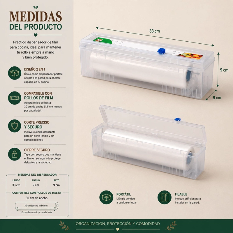 DISPENSADOR DE PAPEL ALUSA CORTADOR FILM PORTA ROLLO - 6