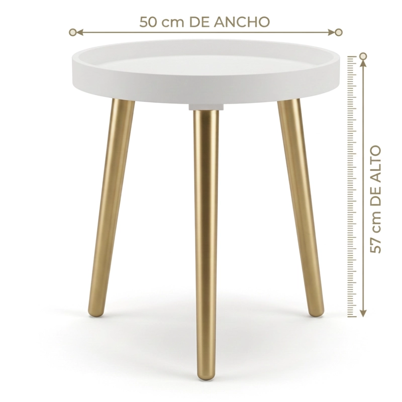 MESA CENTRO REDONDA LATERAL SALON BLANCO - 7