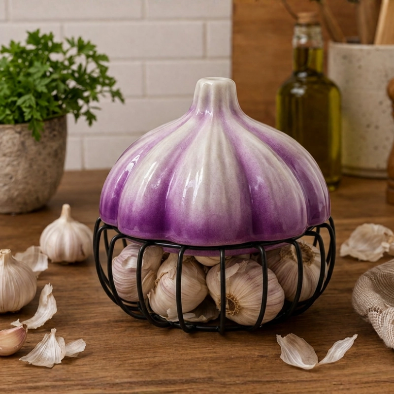 PORTA AJOS DECORATIVO CAJA PARA AJOS ORGANIZADOR COCINA - 3