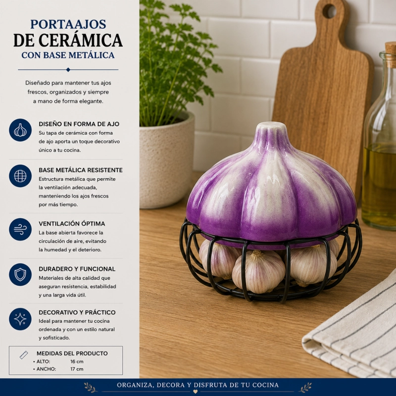 PORTA AJOS DECORATIVO CAJA PARA AJOS ORGANIZADOR COCINA - 4