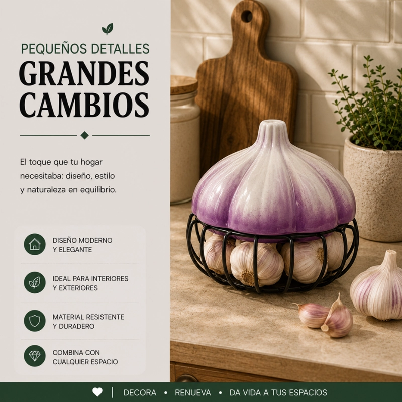 PORTA AJOS DECORATIVO CAJA PARA AJOS ORGANIZADOR COCINA - 5