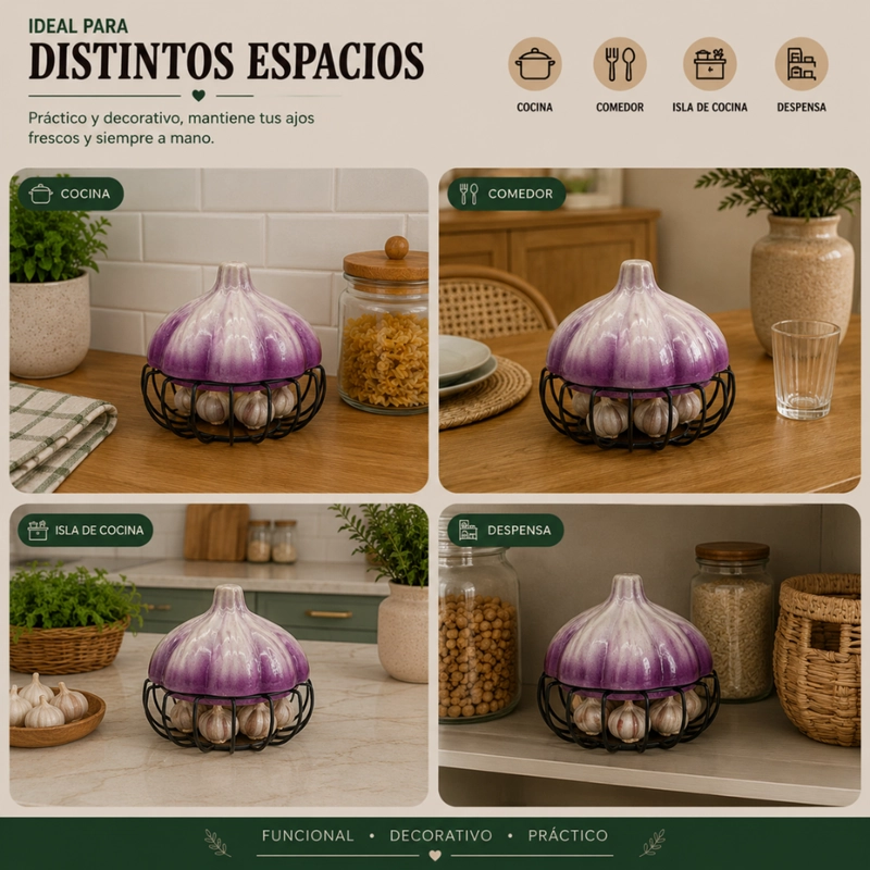 PORTA AJOS DECORATIVO CAJA PARA AJOS ORGANIZADOR COCINA - 6