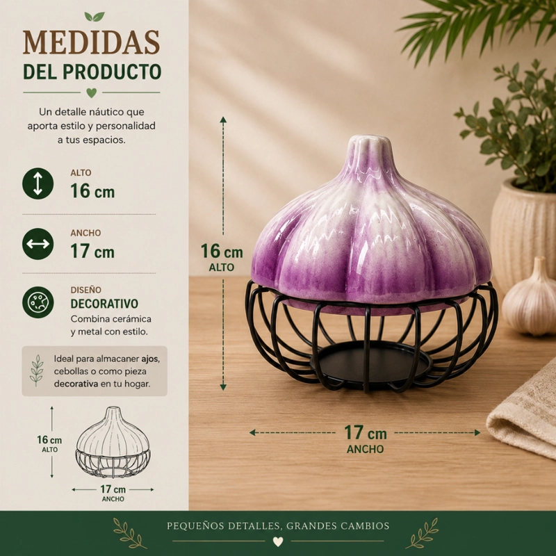 PORTA AJOS DECORATIVO CAJA PARA AJOS ORGANIZADOR COCINA - 7