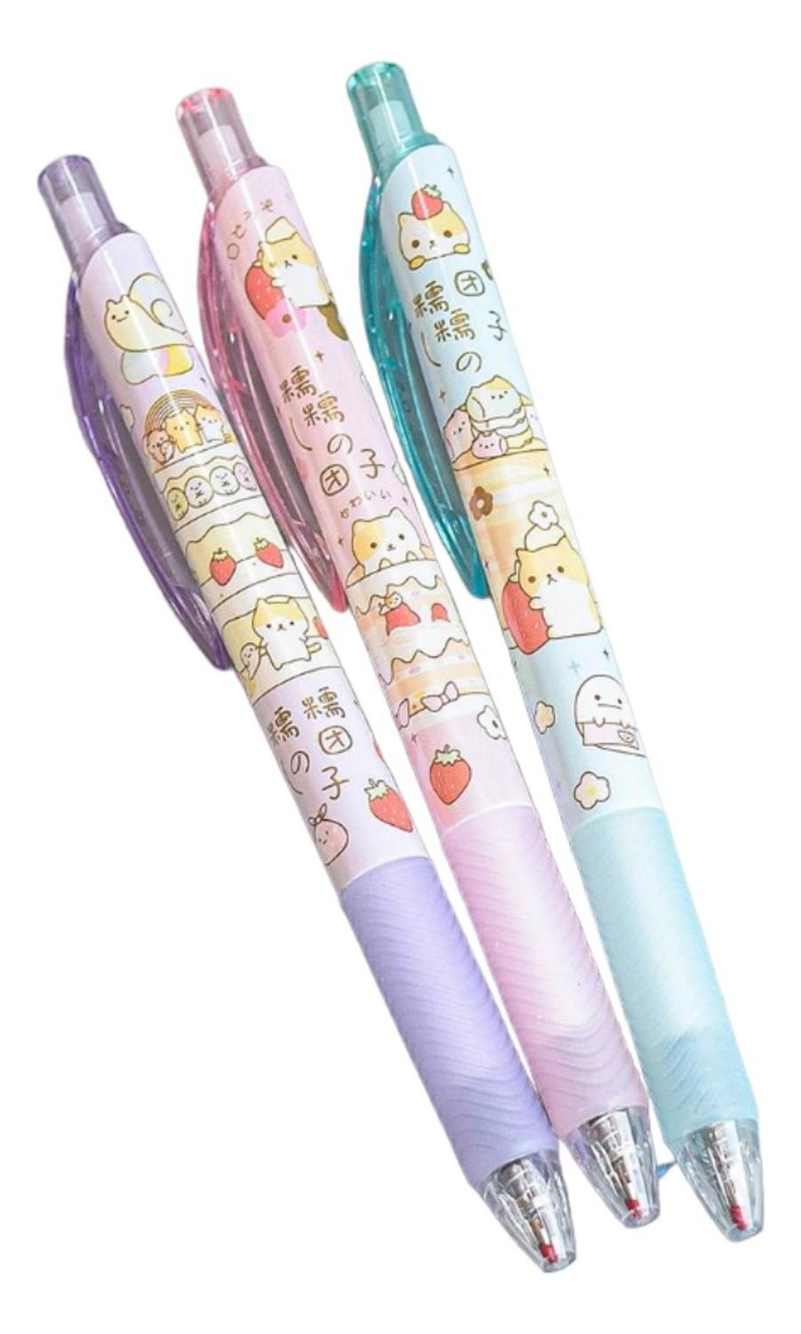 SET X6 BOLÍGRAFOS FLIPEREX TINTA GEL NEGRO CUTE KAWAII 6 DISEÑOS COLOR - 6