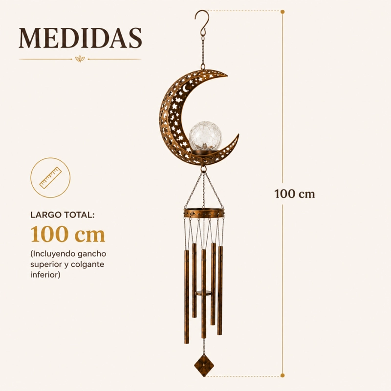 CAMPANA DE VIENTO SOLAR LUNA LED DECORACION JARDIN COLGANTE - 7