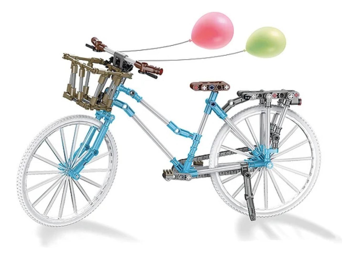 SET JUGUETE BICICLETA CELESTE CON CESTO ESCALA PARA ARMAR - 2