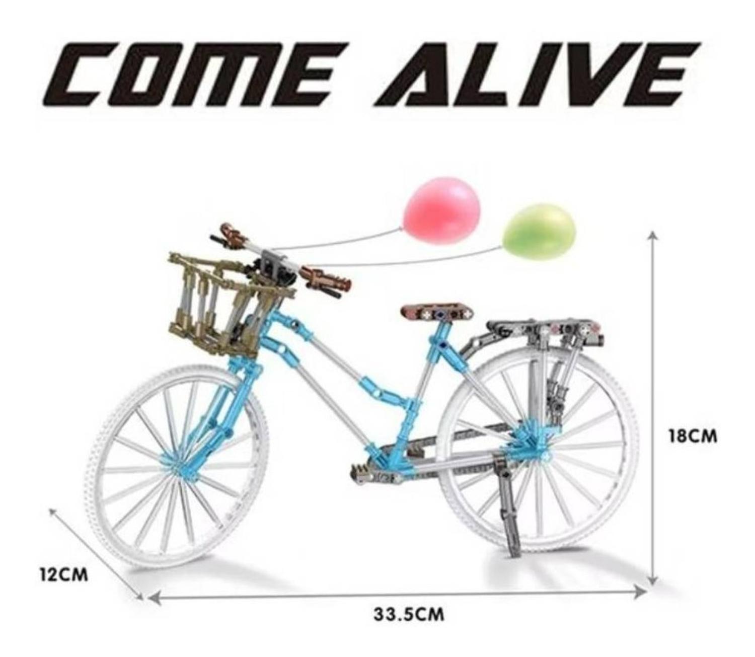 SET JUGUETE BICICLETA CELESTE CON CESTO ESCALA PARA ARMAR - 4