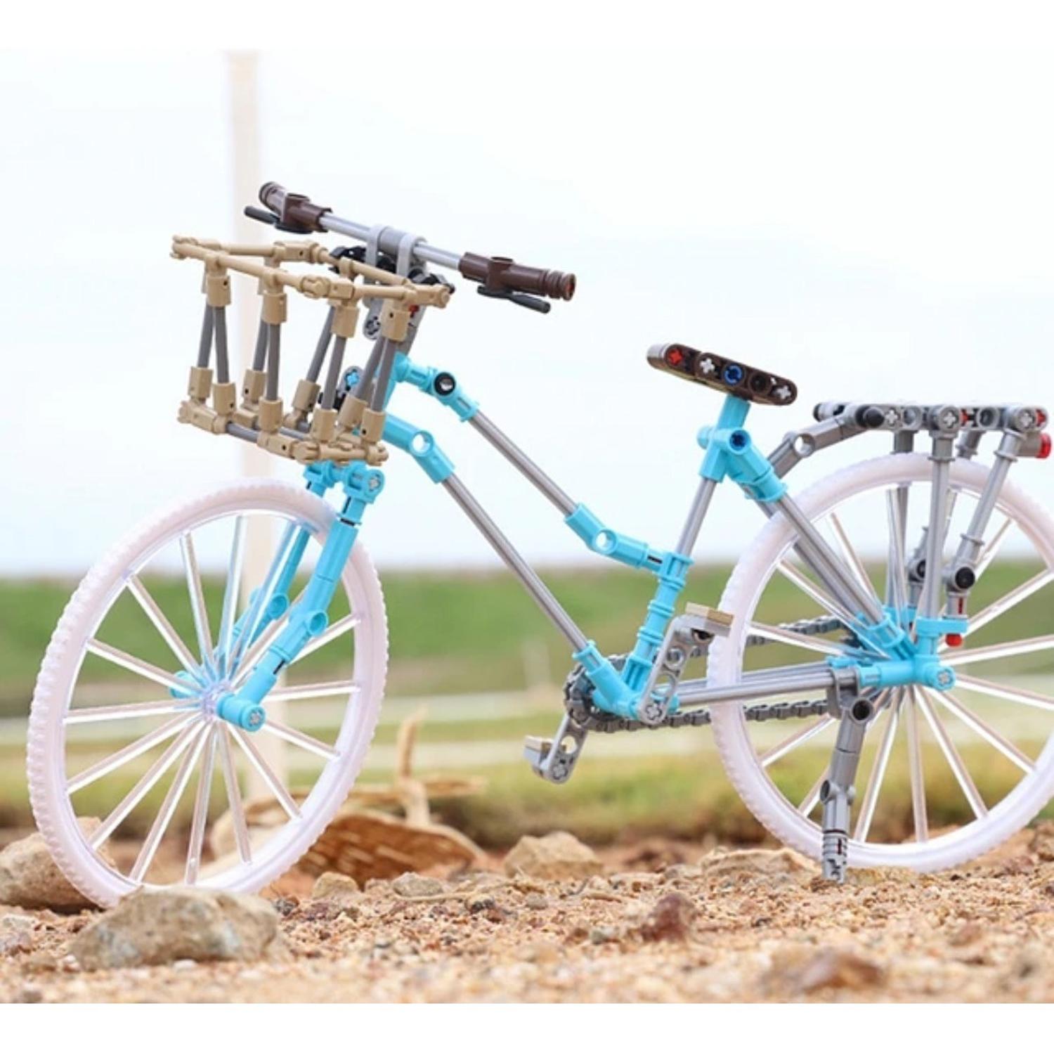 SET JUGUETE BICICLETA CELESTE CON CESTO ESCALA PARA ARMAR - 5