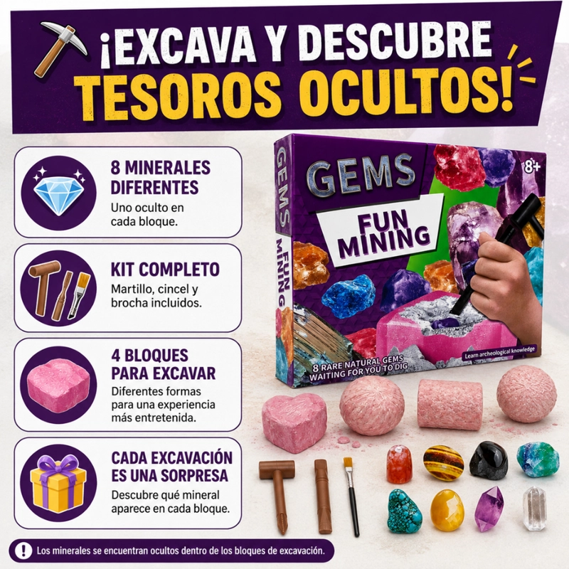 KIT EXCAVACION ROCAS Y MINERALES CIENCIA JUGUETE EDUCATIVO - 3