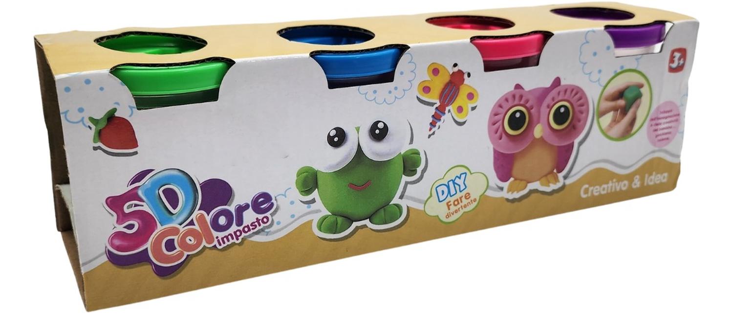 SET MASAS 4 COLORES LATAS PLASTICINA DIDÁCTICA PLASTILINA FLIP - 1