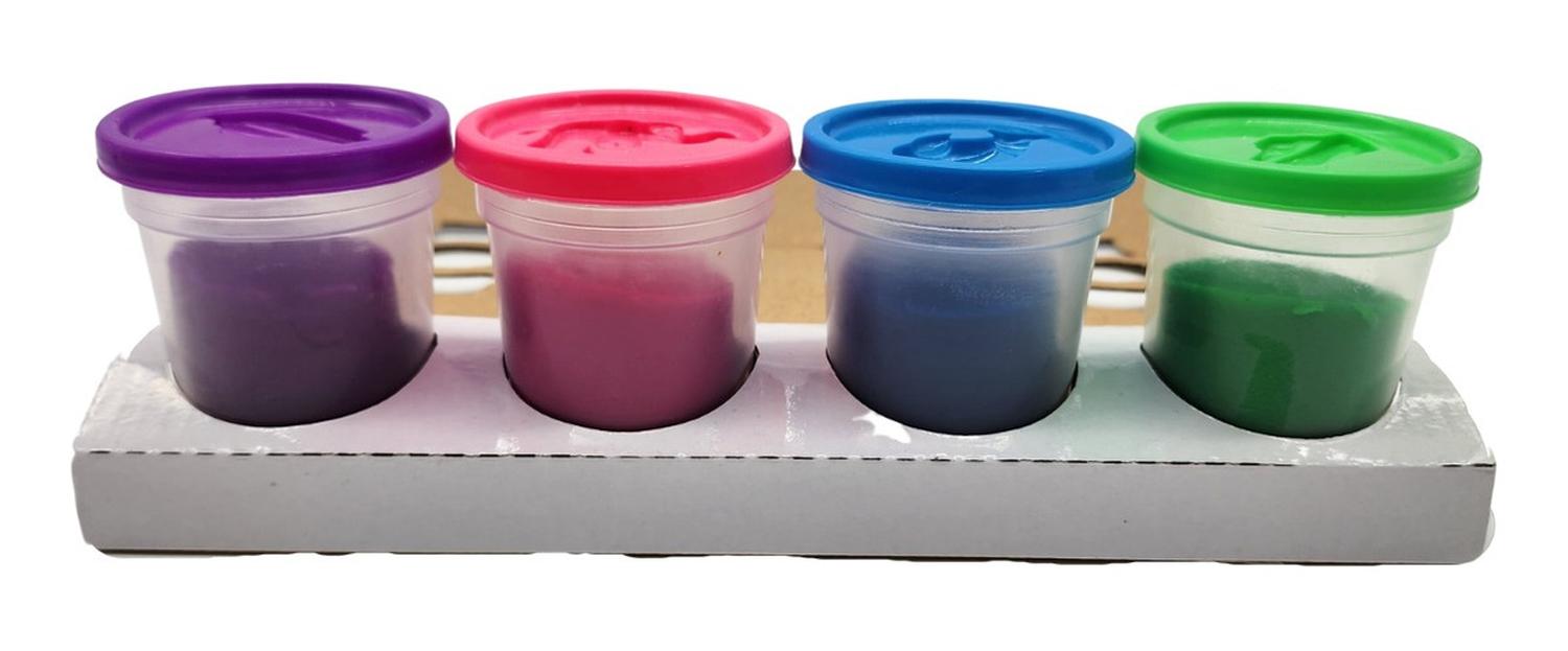 SET MASAS 4 COLORES LATAS PLASTICINA DIDÁCTICA PLASTILINA FLIP - 3