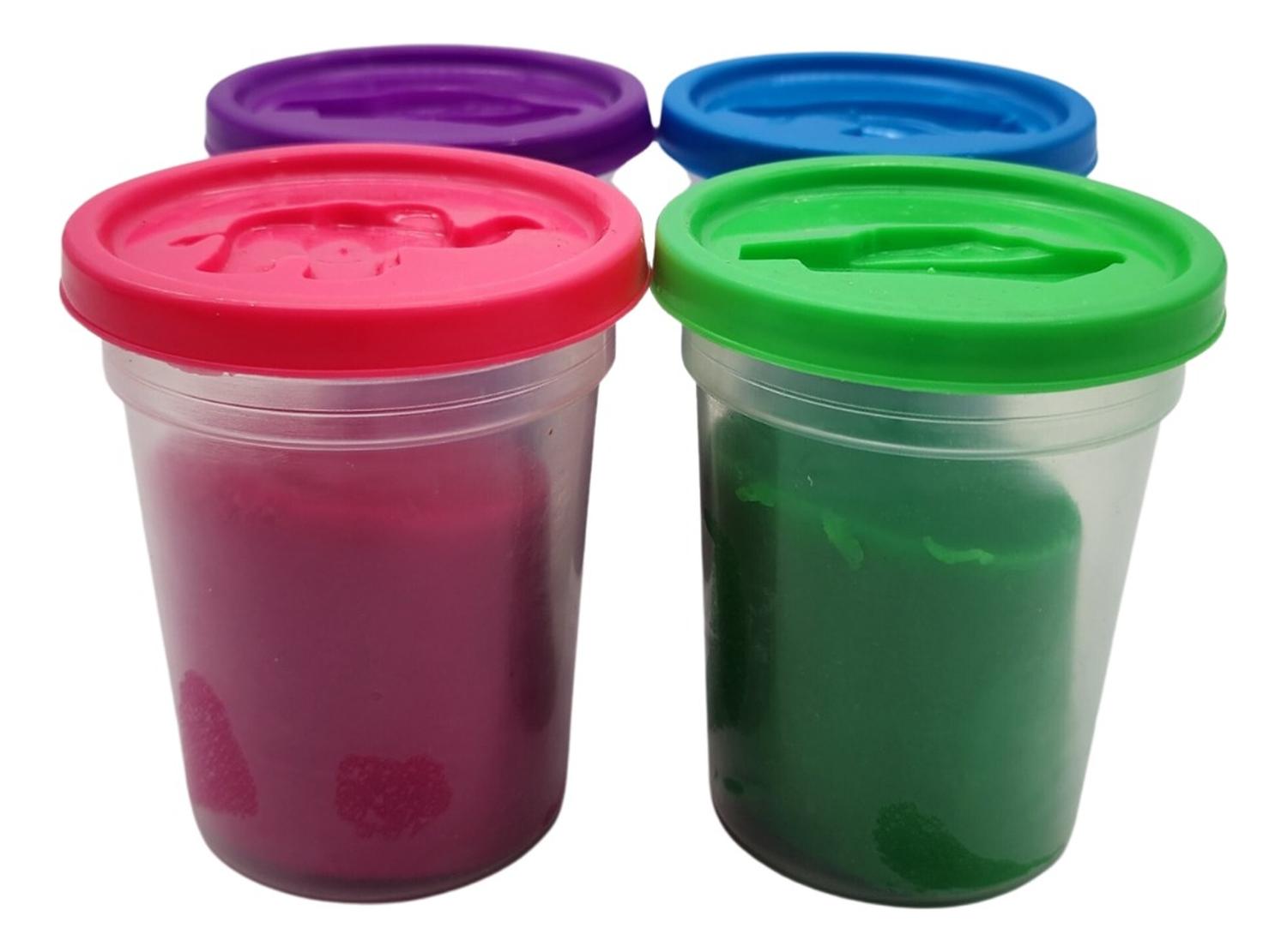 SET MASAS 4 COLORES LATAS PLASTICINA DIDÁCTICA PLASTILINA FLIP - 4
