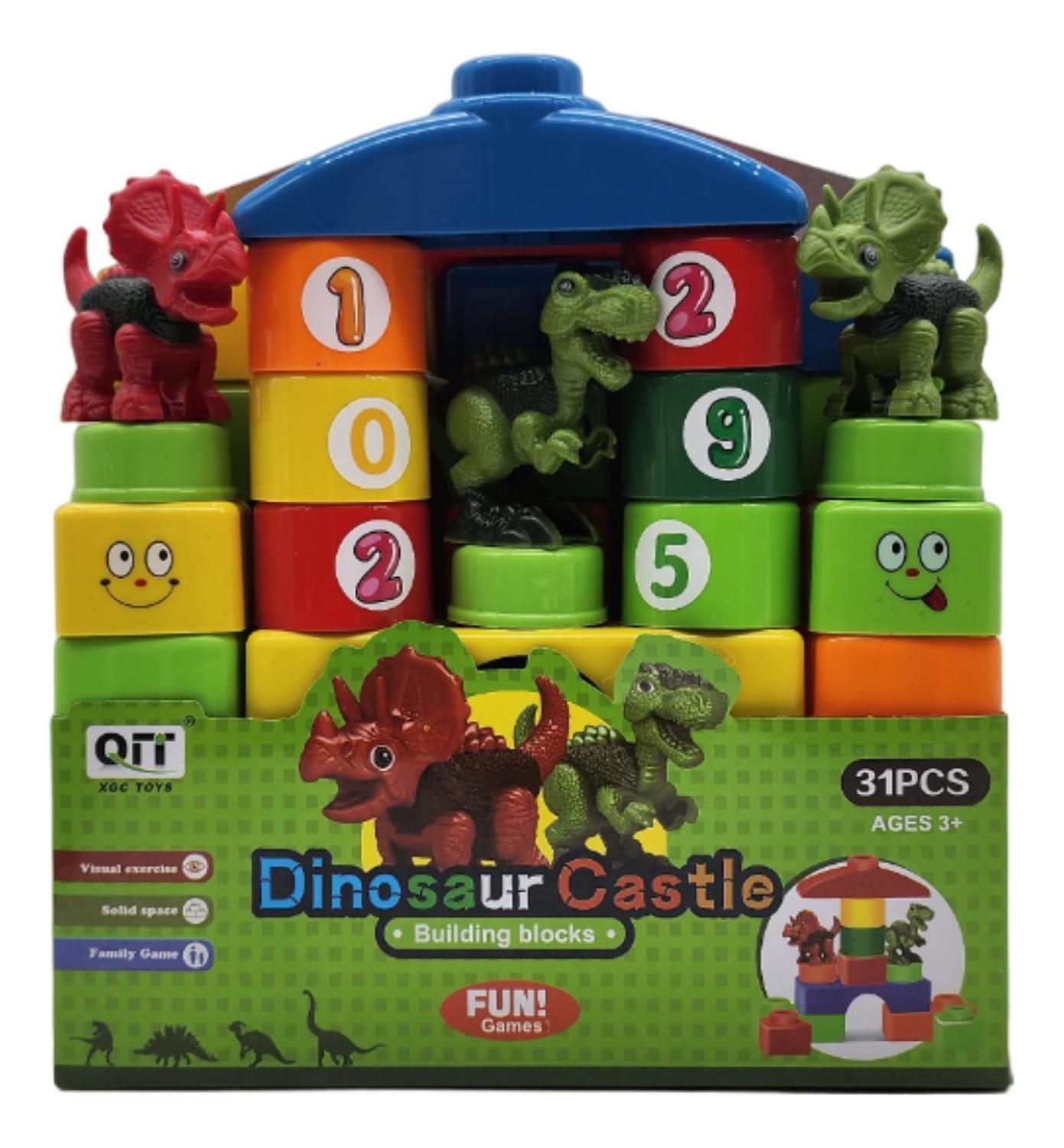 SET BLOQUES Y DINOSAURIOS VERDE GRANDE 31 PIEZAS CON BOLSO ESTUCHE - 3