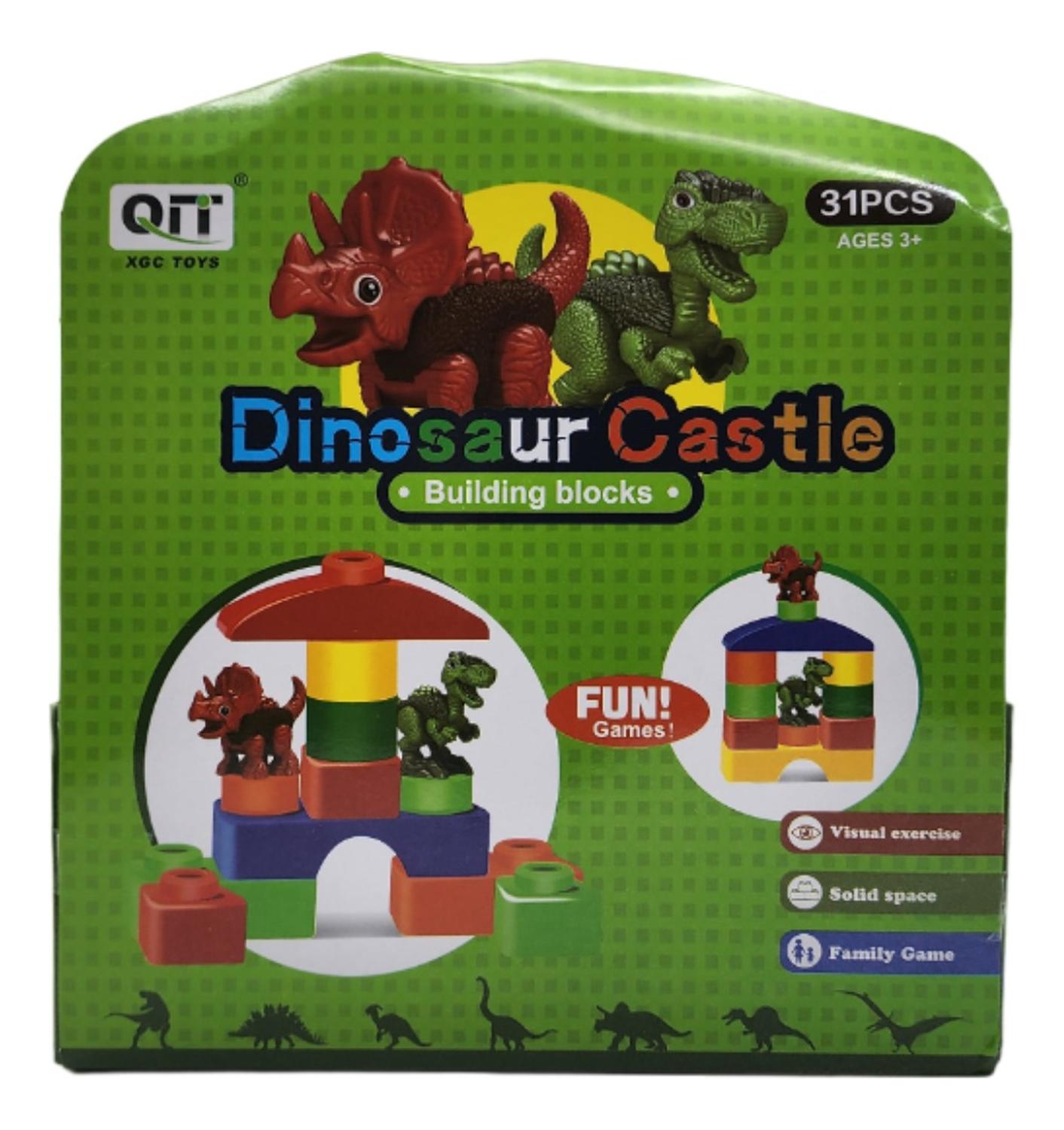 SET BLOQUES Y DINOSAURIOS VERDE GRANDE 31 PIEZAS CON BOLSO ESTUCHE - 5