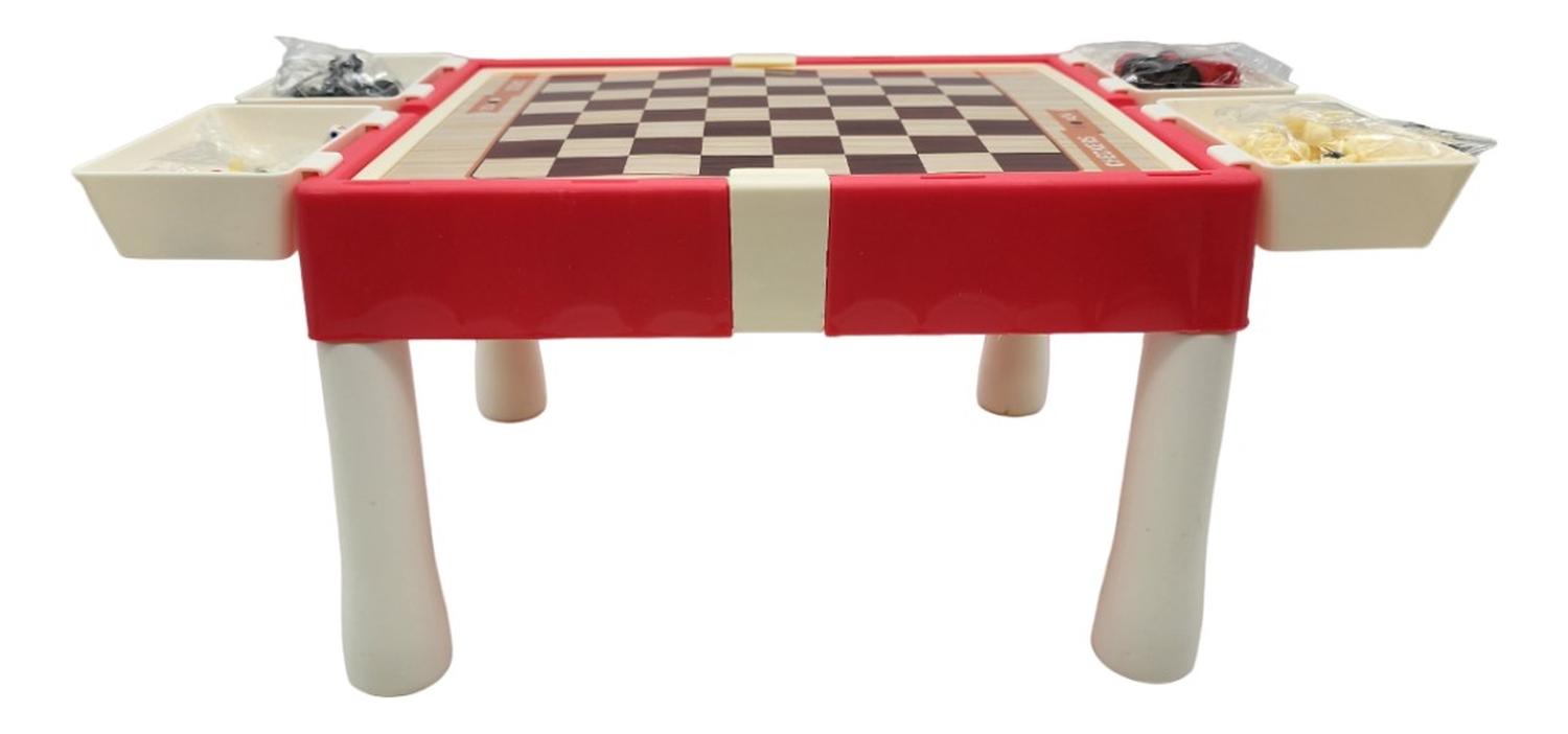 TABLERO DE JUEGO 11 EN 1 AJEDREZ LUDO SERPIENTES Y ESCALERAS ROJO ROJO - 4