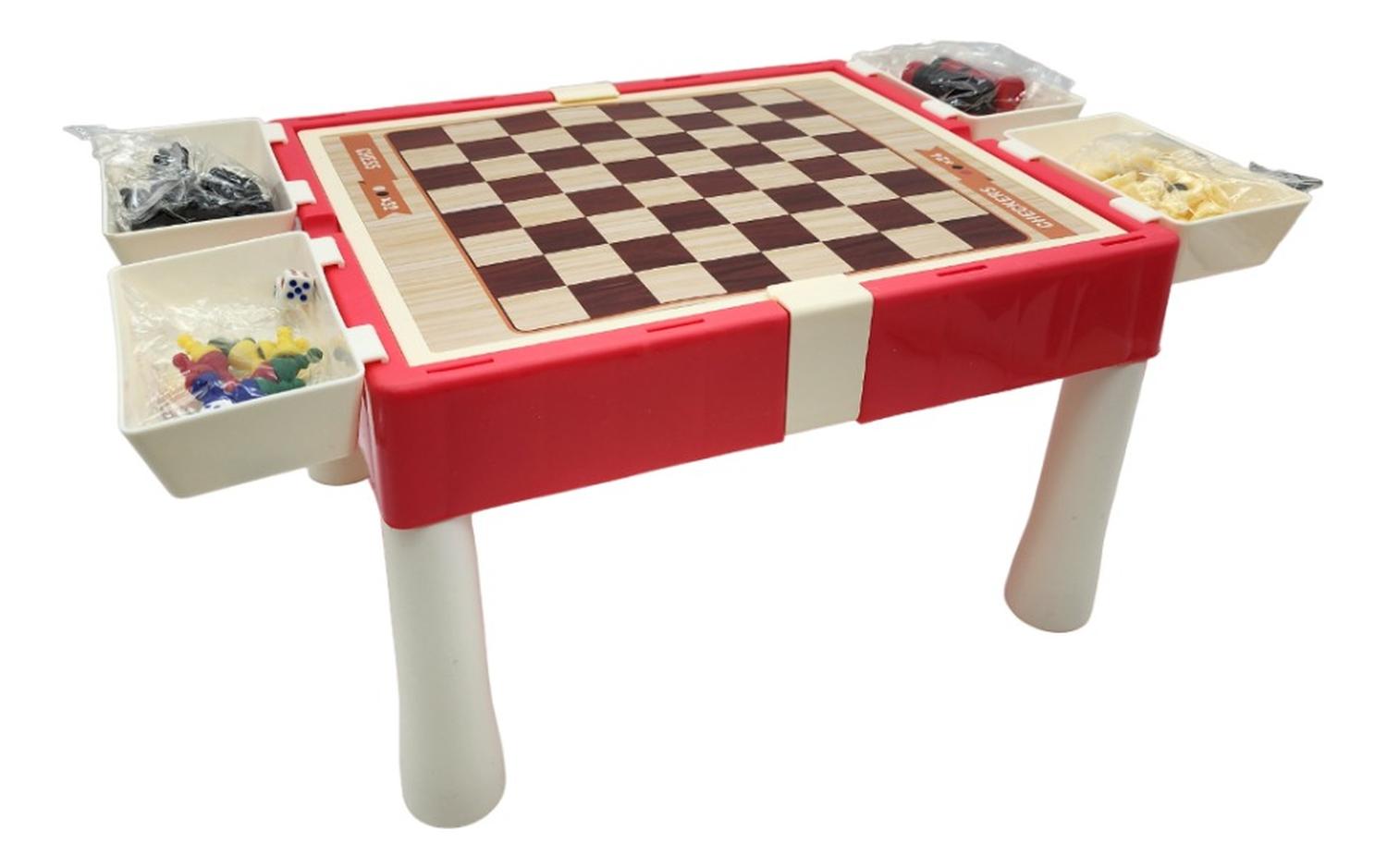 TABLERO DE JUEGO 11 EN 1 AJEDREZ LUDO SERPIENTES Y ESCALERAS ROJO ROJO - 5