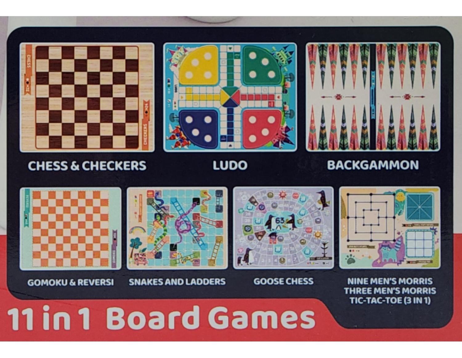 TABLERO DE JUEGO 11 EN 1 AJEDREZ LUDO SERPIENTES Y ESCALERAS CELESTE CELESTE - 3