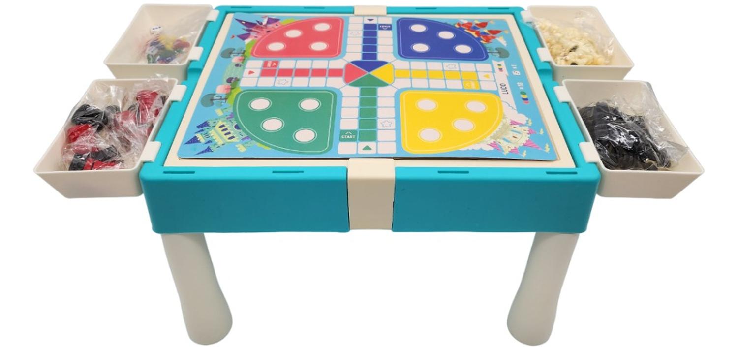 TABLERO DE JUEGO 11 EN 1 AJEDREZ LUDO SERPIENTES Y ESCALERAS CELESTE CELESTE - 6