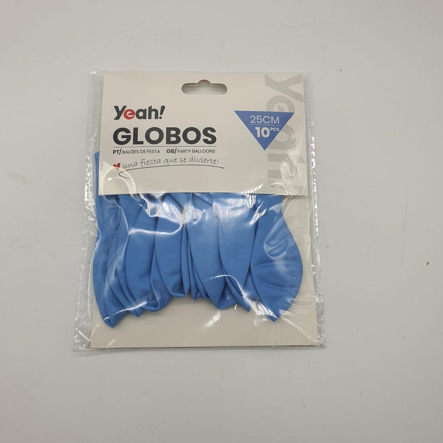 PACK X10 GLOBO TAMAÑO 25 CM FIESTA MACARÓN CELESTE - 2