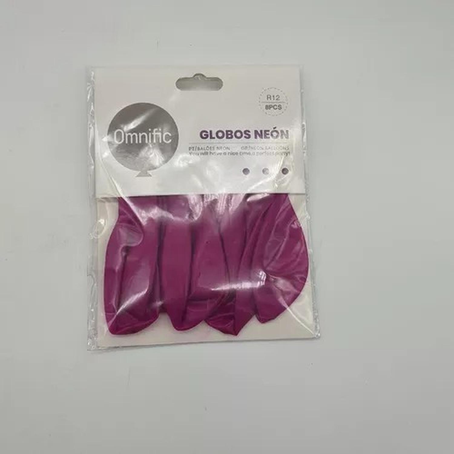 PACK X8 GLOBO TAMAÑO R12 FIESTA MORADO NEÓN - 1