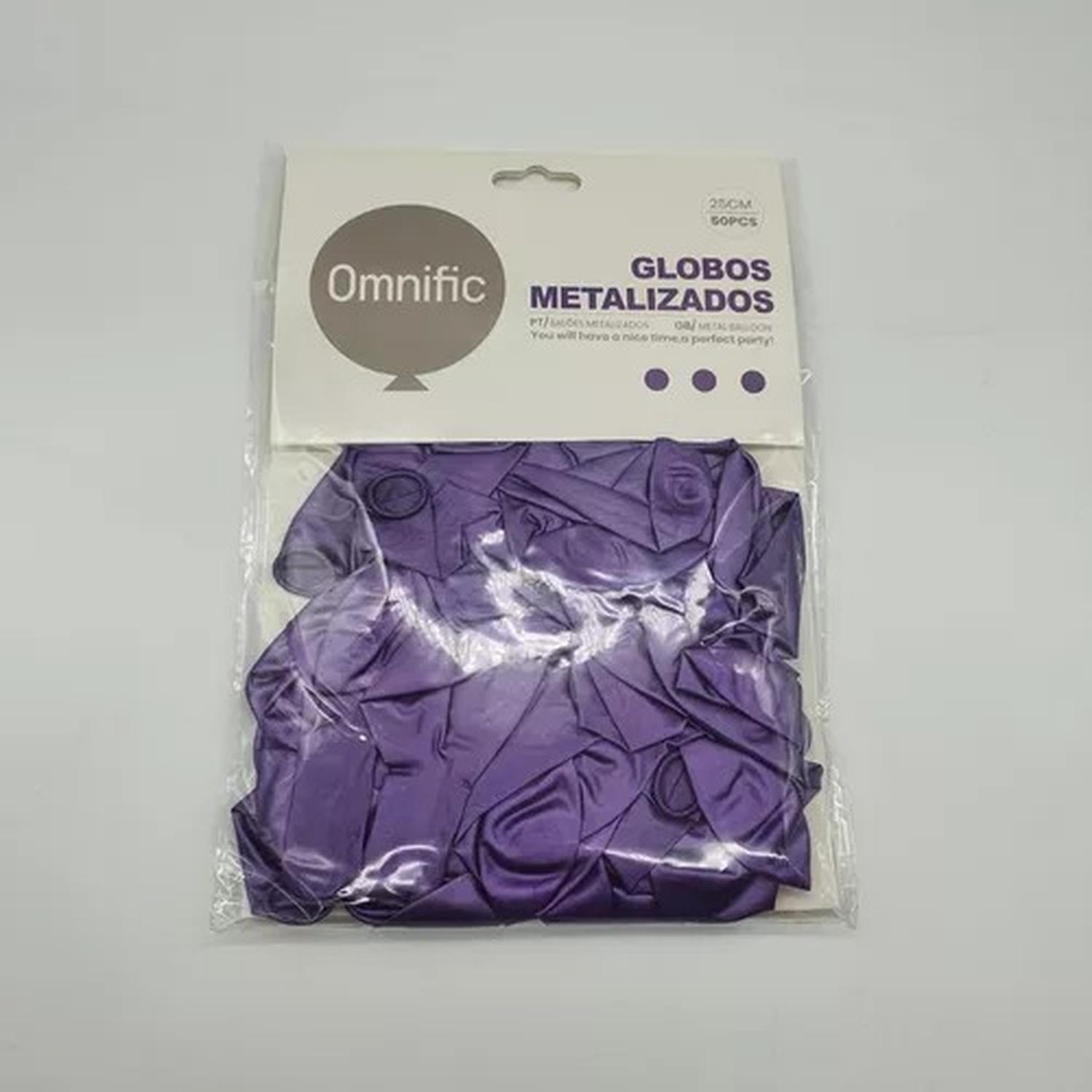 PACK X50 GLOBO METALIZADO TAMAÑO 25 CM MORADO - 2