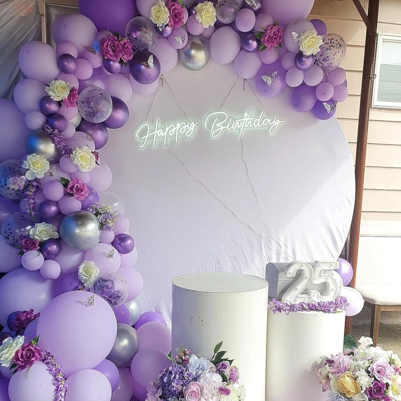 PACK X10 GLOBO TAMAÑO 25 CM FIESTA MORADO MACARÓN - 5