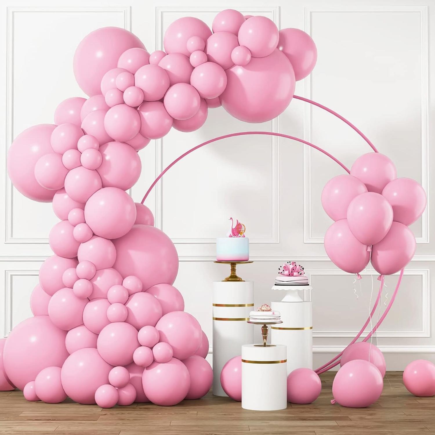 PACK X10 GLOBO MACARÓN TAMAÑO 25 CM FIESTA ROSADO - 7